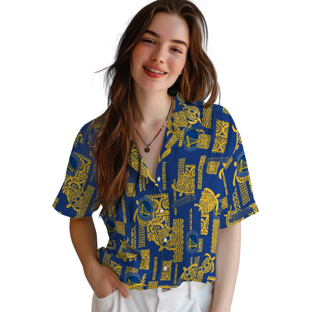 Golden State Warriors Hawaiian Shirt - Turtle Lines golden state warriors turtle lines blue hawaiian shirts latest model