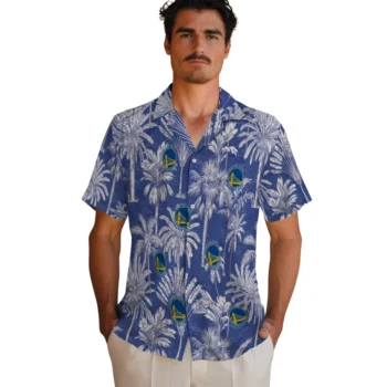 golden state warriors palm shadows blue hawaiian shirts fashion forward