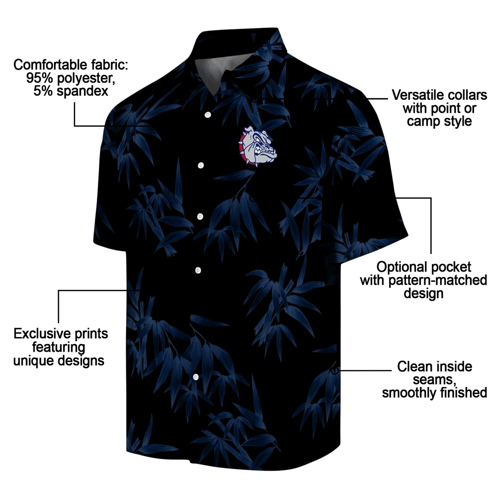 Gonzaga Bulldogs Hawaiian Shirt - Bamboo Branches gonzaga bulldogs bamboo branches blue black hawaiian shirts new arrival