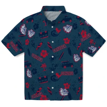 gonzaga bulldogs beach vibe navy hawaiian shirts best selling