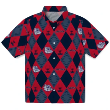 gonzaga bulldogs balloon plaid blue hawaiian shirts best selling