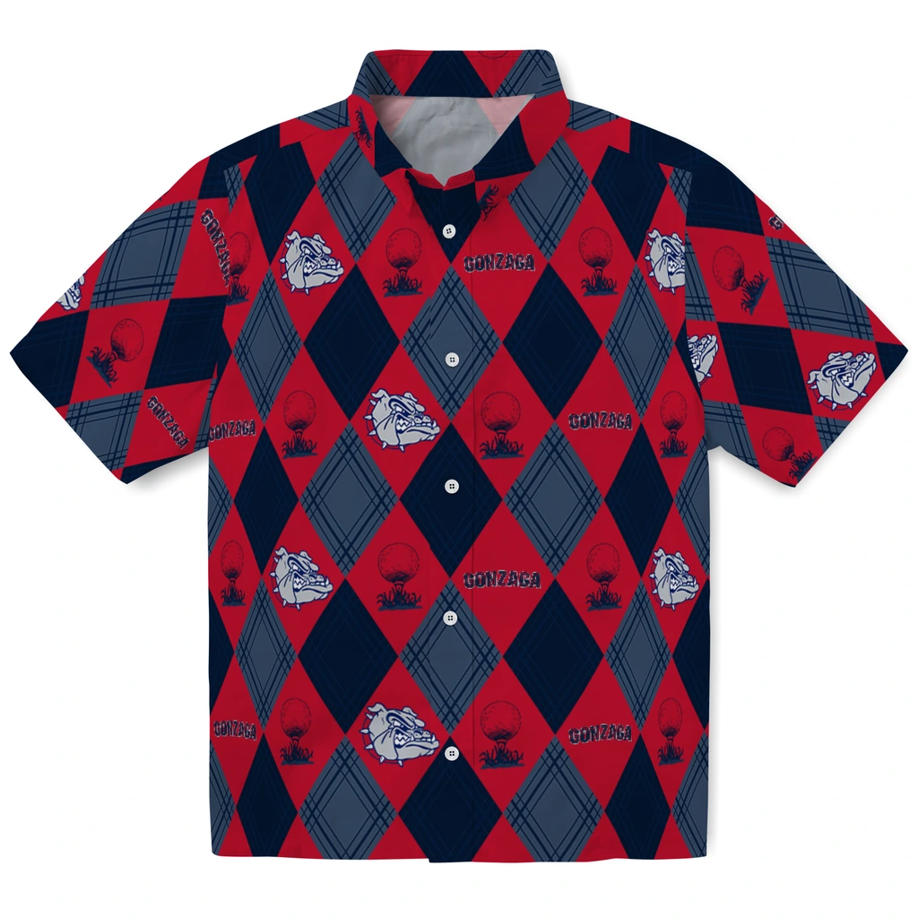 Gonzaga Bulldogs Hawaiian Shirt - Golfing Plaid gonzaga bulldogs balloon plaid blue hawaiian shirts best selling