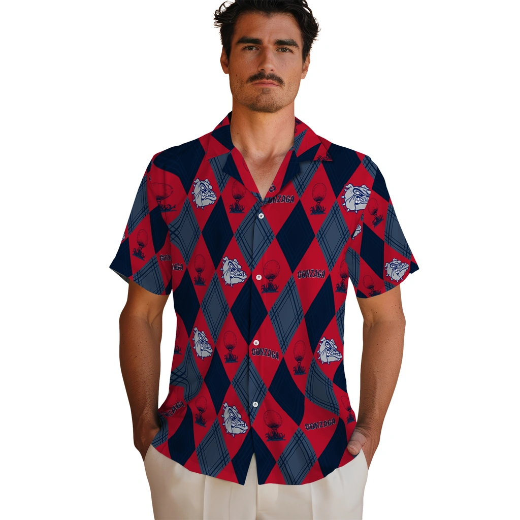 Gonzaga Bulldogs Hawaiian Shirt - Golfing Plaid gonzaga bulldogs balloon plaid blue hawaiian shirts fashion forward