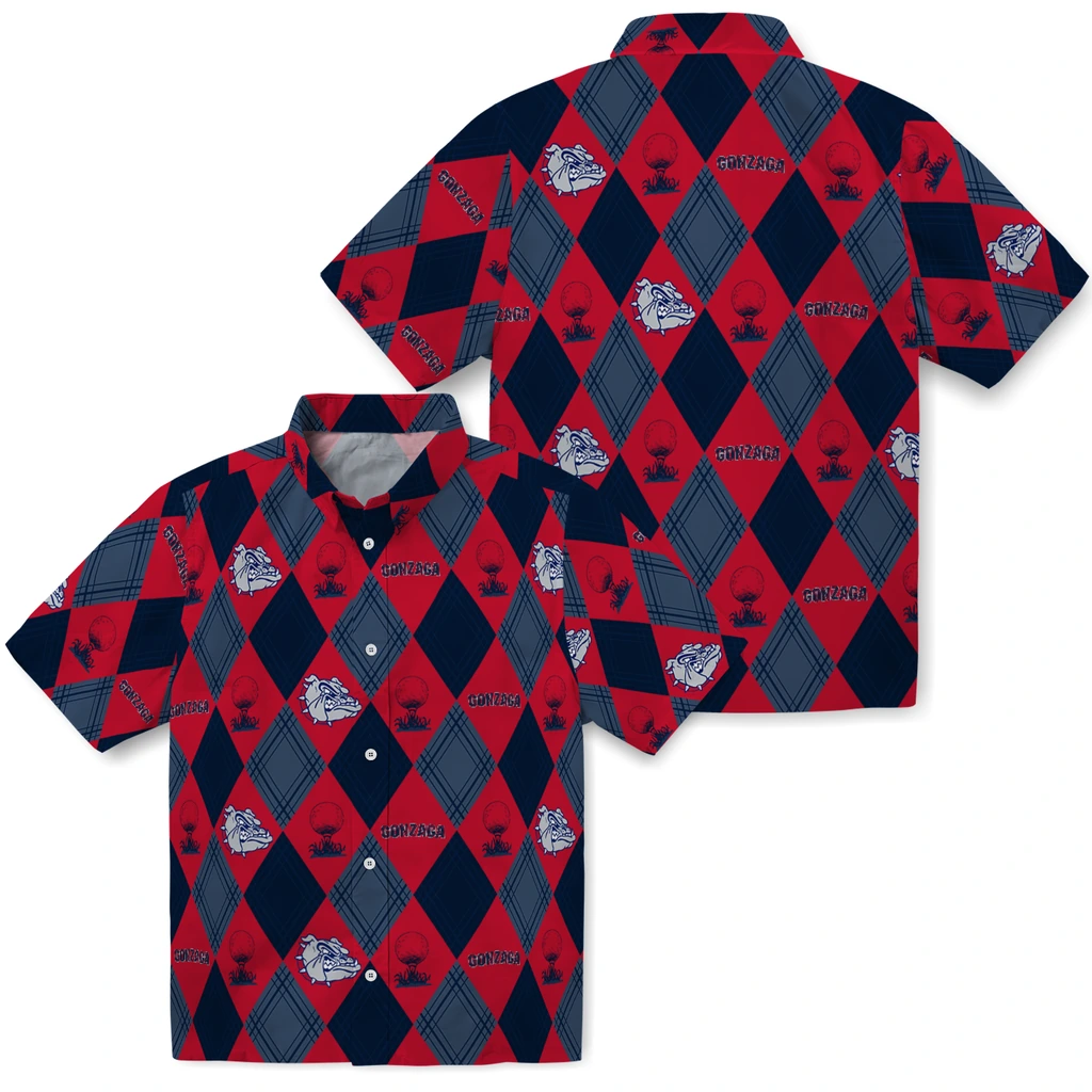 Gonzaga Bulldogs Hawaiian Shirt - Golfing Plaid gonzaga bulldogs balloon plaid blue hawaiian shirts high quality