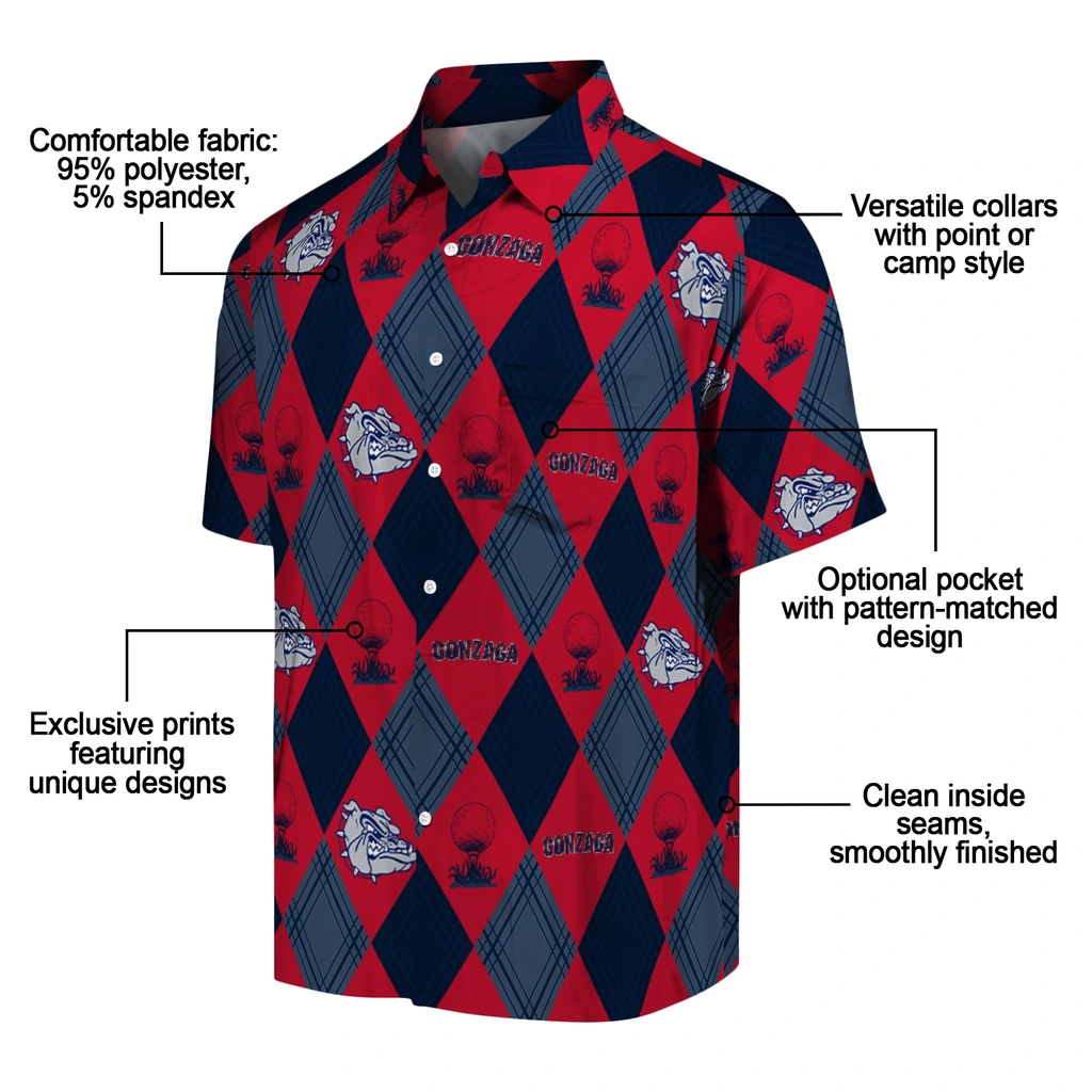 Gonzaga Bulldogs Hawaiian Shirt - Golfing Plaid gonzaga bulldogs balloon plaid blue hawaiian shirts new arrival