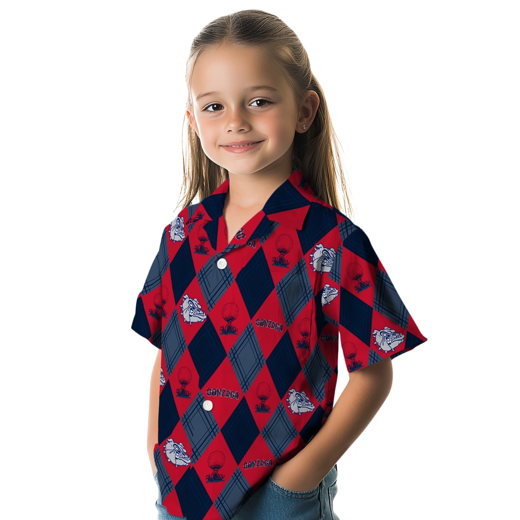 Gonzaga Bulldogs Hawaiian Shirt - Golfing Plaid gonzaga bulldogs balloon plaid blue hawaiian shirts premium grade