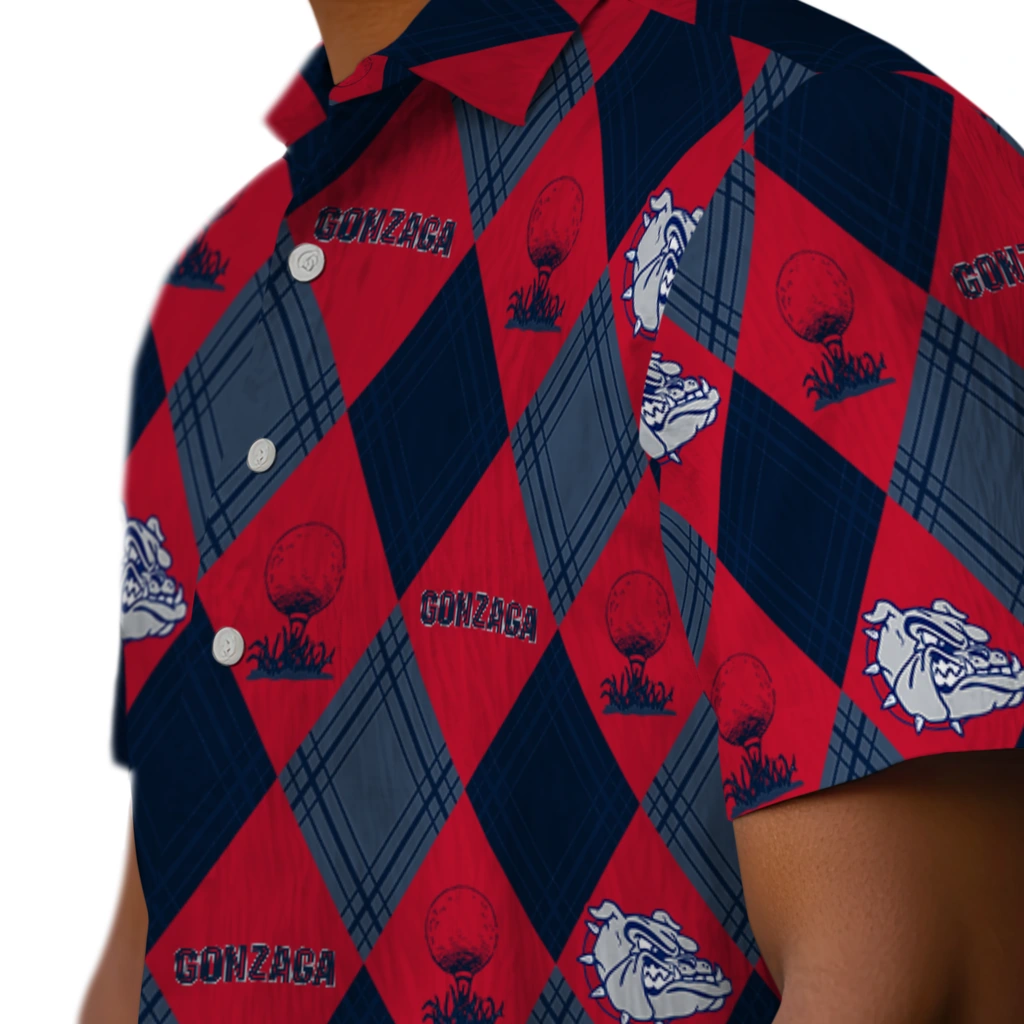 Gonzaga Bulldogs Hawaiian Shirt - Golfing Plaid gonzaga bulldogs balloon plaid blue hawaiian shirts trendy
