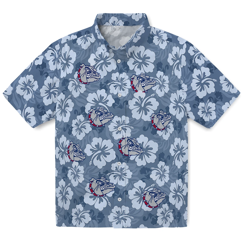 Gonzaga Bulldogs Hawaiian Shirt - Hibiscus Cluster gonzaga bulldogs hibiscus cluster blue hawaiian shirts best selling
