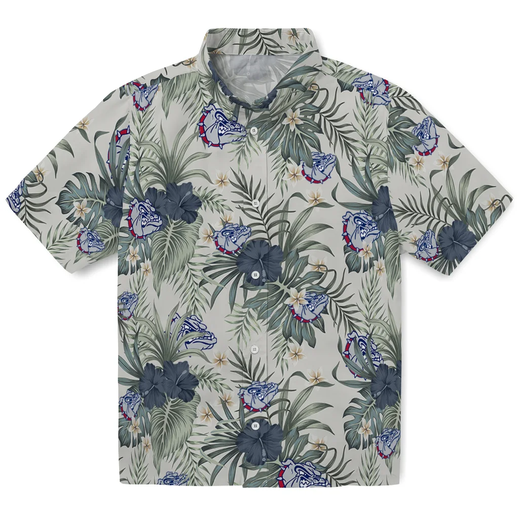 Gonzaga Bulldogs Hawaiian Shirt - Hibiscus Designs gonzaga bulldogs hibiscus designs beige hawaiian shirts best selling