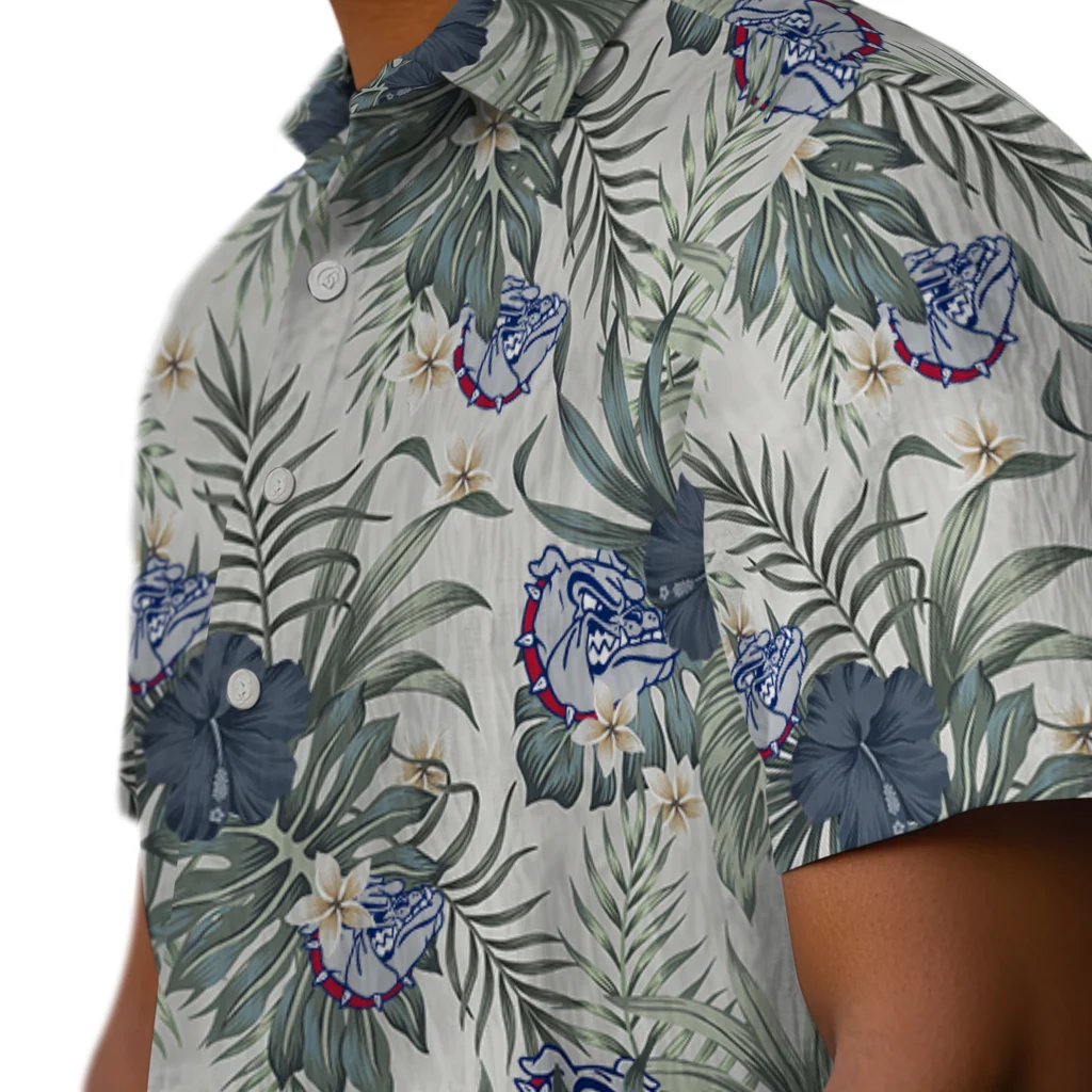 Gonzaga Bulldogs Hawaiian Shirt - Hibiscus Designs gonzaga bulldogs hibiscus designs beige hawaiian shirts trendy