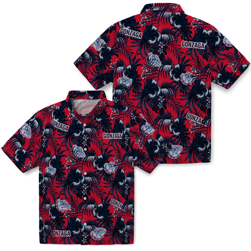Gonzaga Bulldogs Hawaiian Shirt - Hibiscus Exotic gonzaga bulldogs hibiscus exotic blue hawaiian shirts high quality