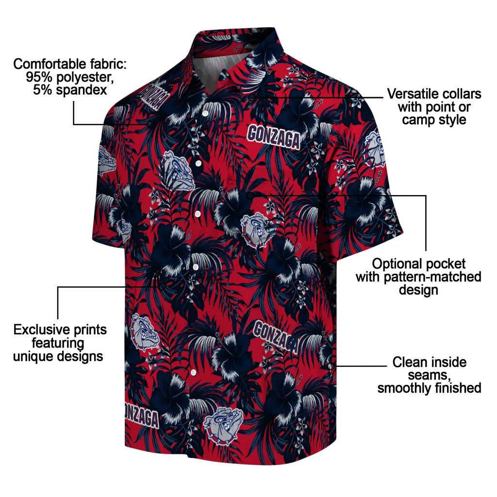 Gonzaga Bulldogs Hawaiian Shirt - Hibiscus Exotic gonzaga bulldogs hibiscus exotic blue hawaiian shirts new arrival