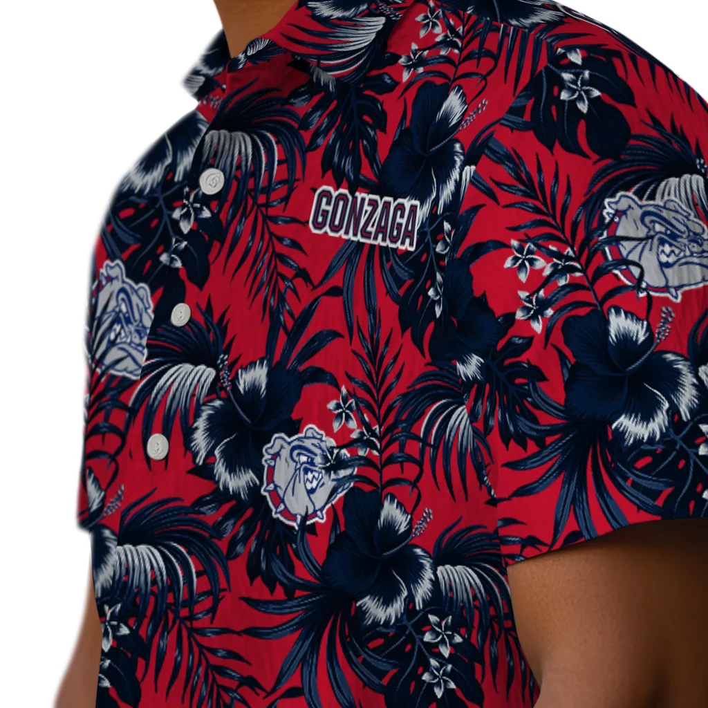 Gonzaga Bulldogs Hawaiian Shirt - Hibiscus Exotic gonzaga bulldogs hibiscus exotic blue hawaiian shirts trendy