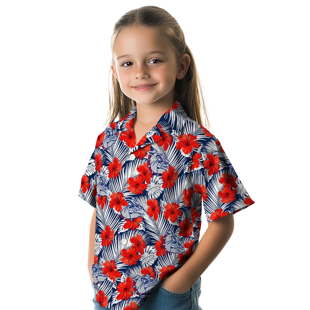 Gonzaga Bulldogs Hawaiian Shirt - Hibiscus Fiesta gonzaga bulldogs hibiscus fiesta red royal blue hawaiian shirts premium grade