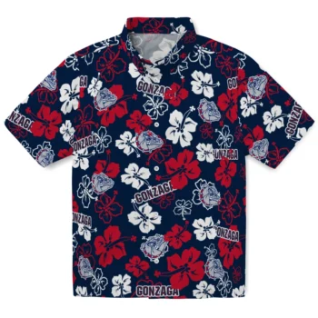 gonzaga bulldogs hibiscus bloom blue hawaiian shirts best selling