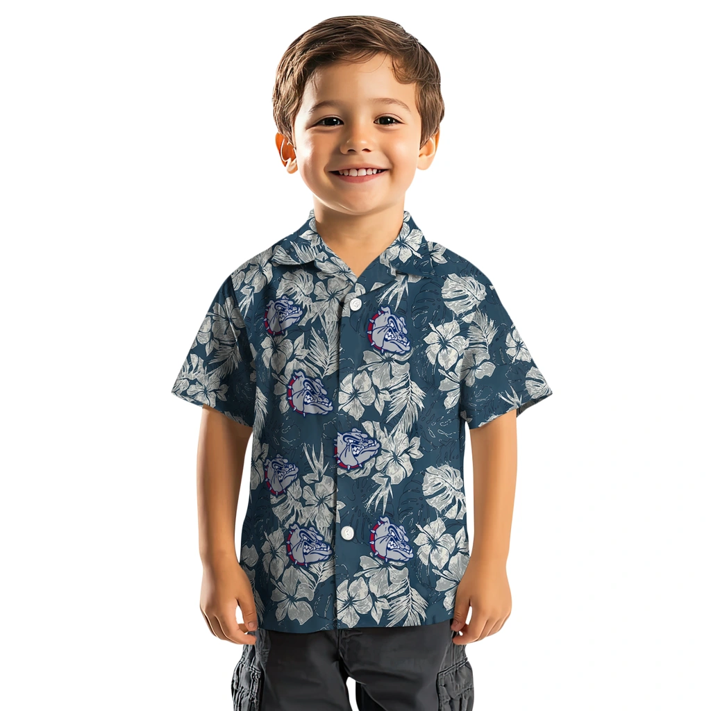 Gonzaga Bulldogs Hawaiian Shirt - Hibiscus Flowers gonzaga bulldogs hibiscus flowers navy blue hawaiian shirts top rated