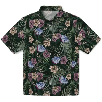 gonzaga bulldogs hibiscus leaves pattern green hawaiian shirts best selling