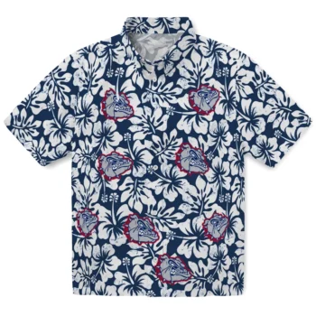 gonzaga bulldogs hibiscus motif blue white hawaiian shirts best selling
