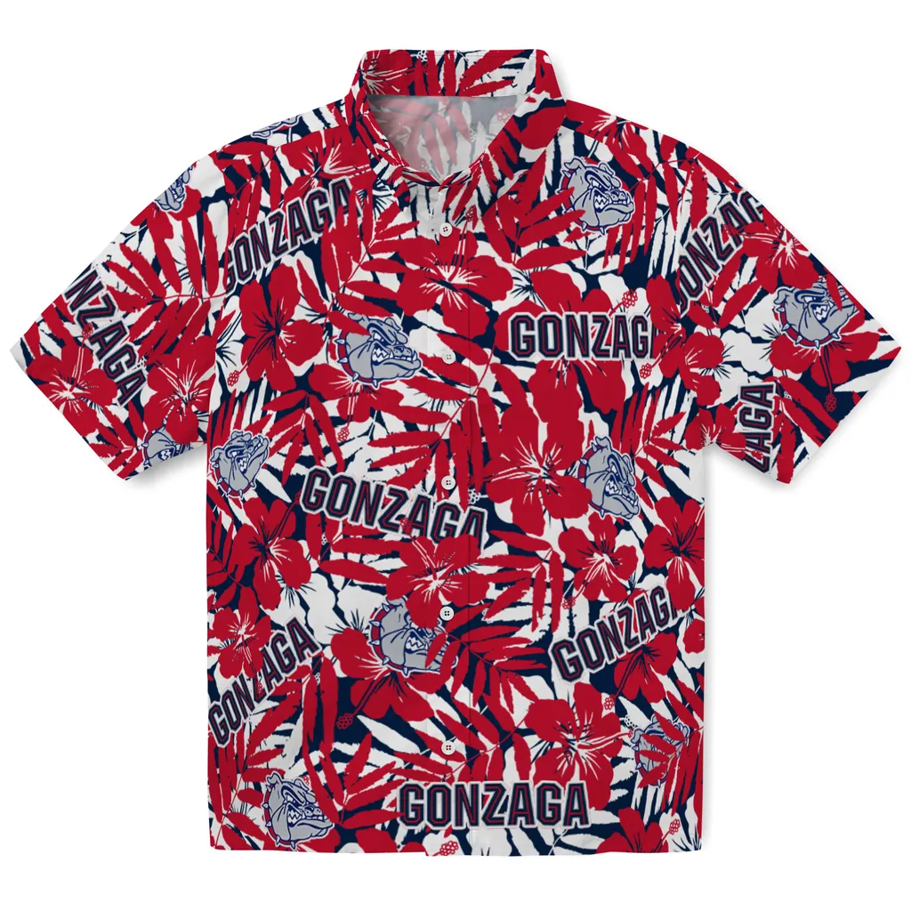Gonzaga Bulldogs Hawaiian Shirt - Hibiscus Overlay gonzaga bulldogs hibiscus overlay hawaiian shirts best selling