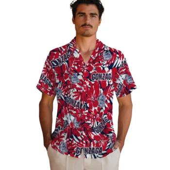gonzaga bulldogs hibiscus overlay hawaiian shirts fashion forward