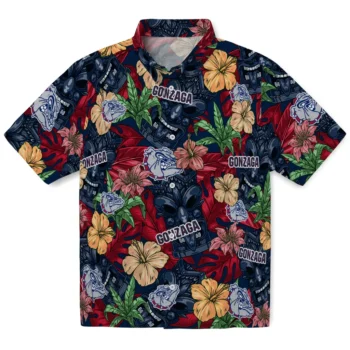 gonzaga bulldogs tiki jungle blue hawaiian shirts best selling