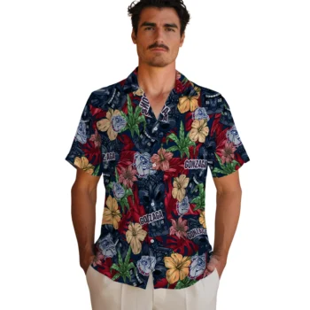 gonzaga bulldogs tiki jungle blue hawaiian shirts fashion forward
