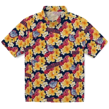 gonzaga bulldogs hibiscus tropics blue yellow hawaiian shirts best selling
