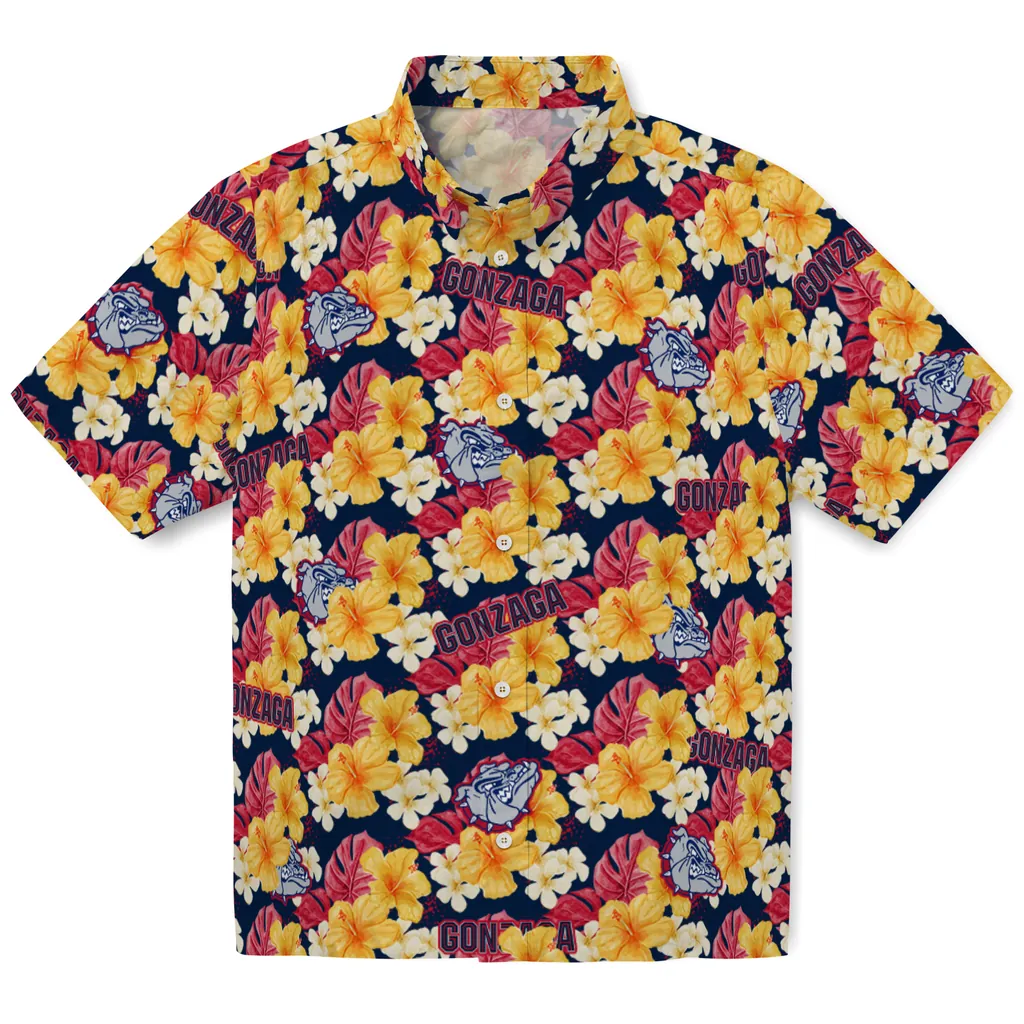 Gonzaga Bulldogs Hawaiian Shirt - Hibiscus Tropics gonzaga bulldogs hibiscus tropics blue yellow hawaiian shirts best selling