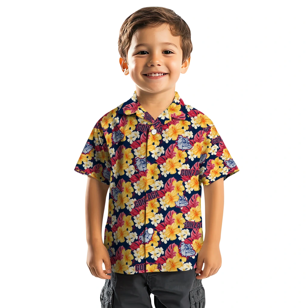 Gonzaga Bulldogs Hawaiian Shirt - Hibiscus Tropics gonzaga bulldogs hibiscus tropics blue yellow hawaiian shirts top rated