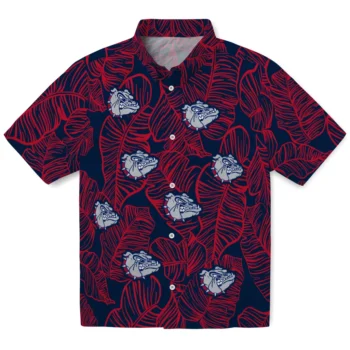gonzaga bulldogs leaf outline blue hawaiian shirts best selling