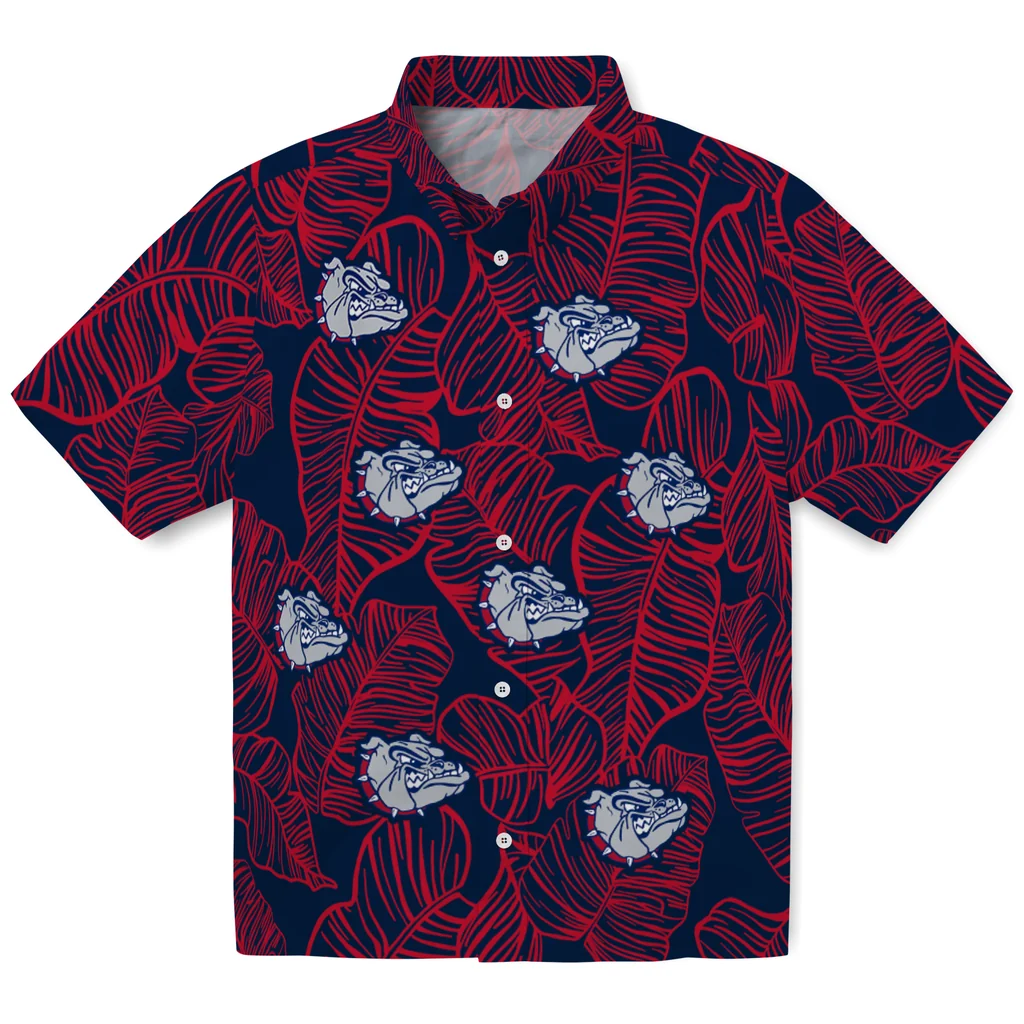 Gonzaga Bulldogs Hawaiian Shirt - Leaf Outline gonzaga bulldogs leaf outline blue hawaiian shirts best selling