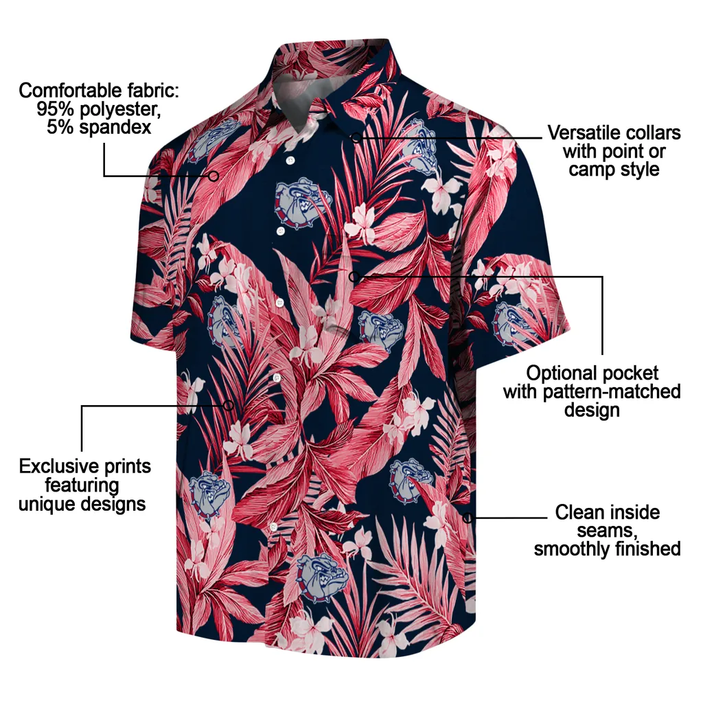 Gonzaga Bulldogs Hawaiian Shirt - Palm Leaves gonzaga bulldogs palm leaves blue hawaiian shirts new arrival