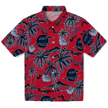 gonzaga bulldogs palm sunset hawaiian shirts best selling