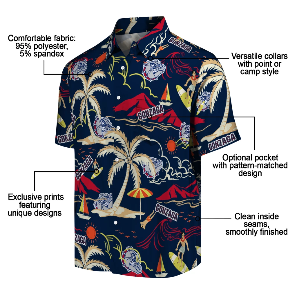 Gonzaga Bulldogs Hawaiian Shirt - Palm Tree Island gonzaga bulldogs palm tree island blue hawaiian shirts new arrival