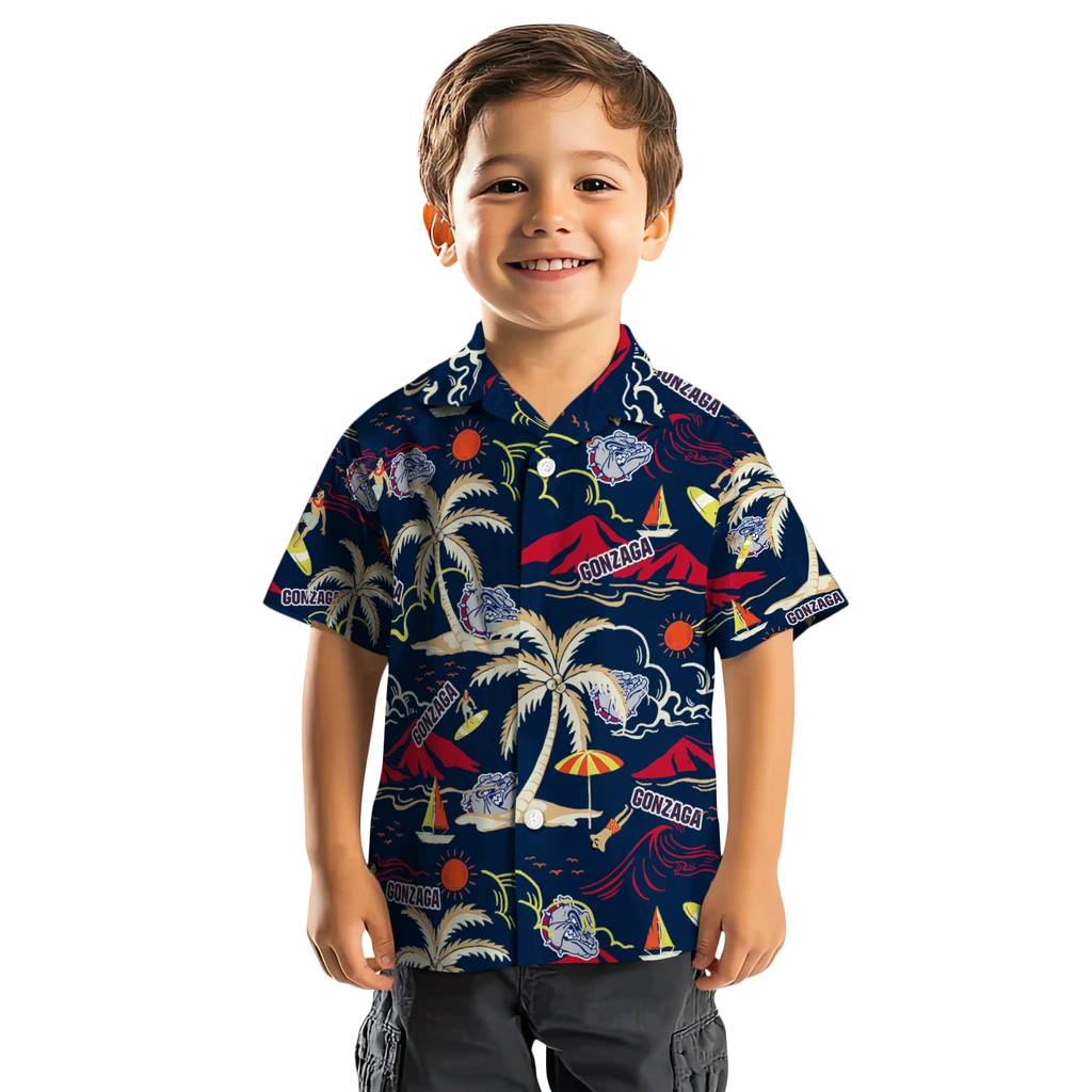 Gonzaga Bulldogs Hawaiian Shirt - Palm Tree Island gonzaga bulldogs palm tree island blue hawaiian shirts top rated