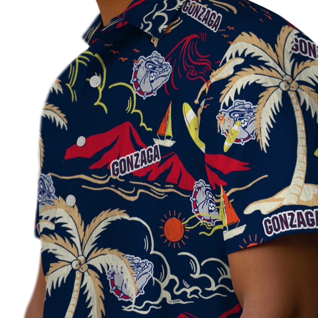 Gonzaga Bulldogs Hawaiian Shirt - Palm Tree Island gonzaga bulldogs palm tree island blue hawaiian shirts trendy