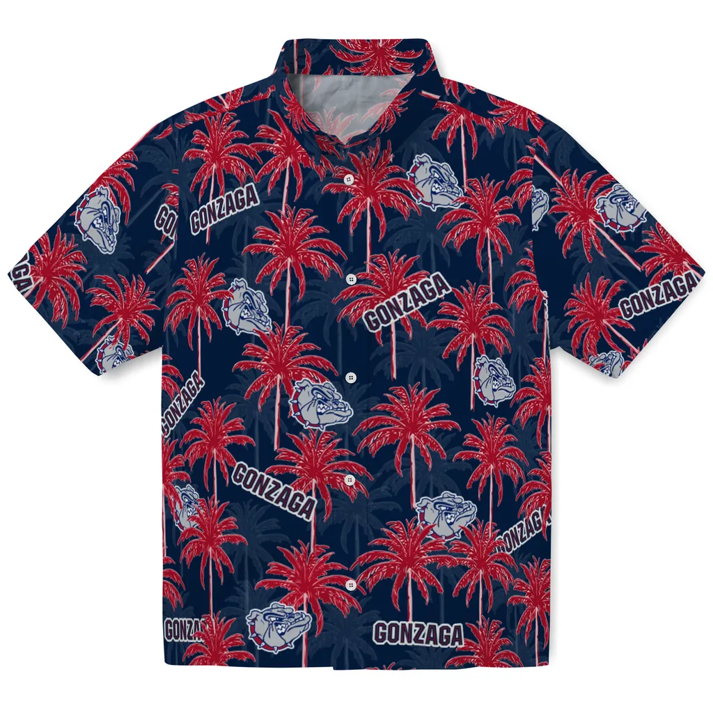 Gonzaga Bulldogs Hawaiian Shirt - Palm Tree Motif gonzaga bulldogs palm grove blue hawaiian shirts best selling