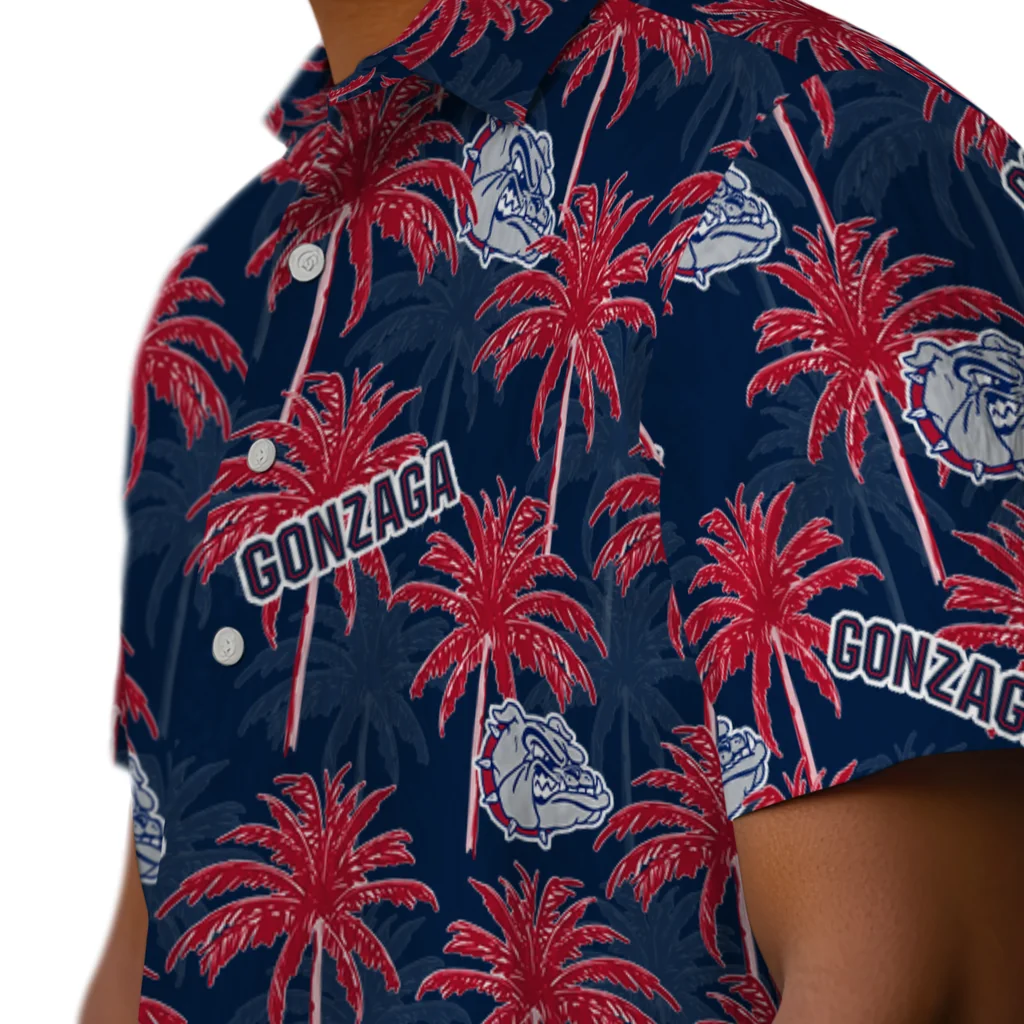 Gonzaga Bulldogs Hawaiian Shirt - Palm Tree Motif gonzaga bulldogs palm grove blue hawaiian shirts trendy