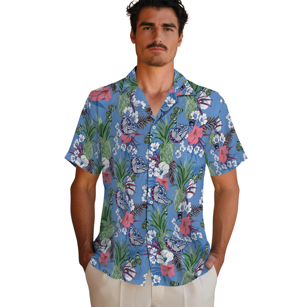 Gonzaga Bulldogs Hawaiian Shirt - Pineapple Bouquet gonzaga bulldogs pineapple bouquet best sky blue hawaiian shirts fashion forward