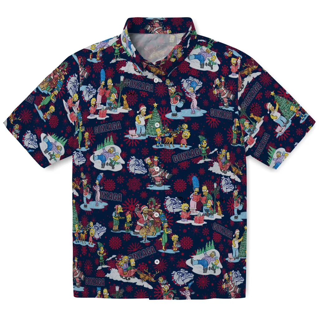 Gonzaga Bulldogs Hawaiian Shirt - Simpsons Christmas gonzaga bulldogs simpsons christmas blue hawaiian shirts best selling