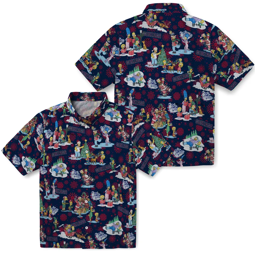 Gonzaga Bulldogs Hawaiian Shirt - Simpsons Christmas gonzaga bulldogs simpsons christmas blue hawaiian shirts high quality
