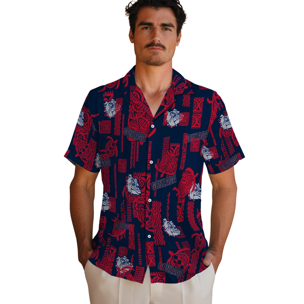 Gonzaga Bulldogs Hawaiian Shirt - Turtle Lines gonzaga bulldogs turtle lines blue hawaiian shirts fashion forward