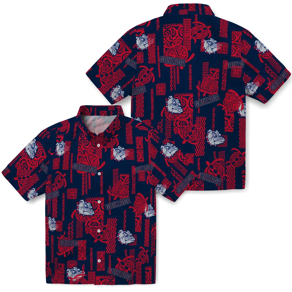 Gonzaga Bulldogs Hawaiian Shirt - Turtle Lines gonzaga bulldogs turtle lines blue hawaiian shirts high quality
