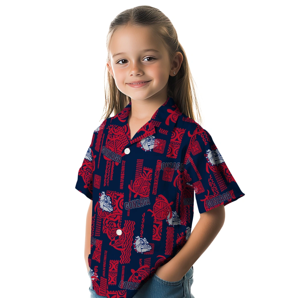 Gonzaga Bulldogs Hawaiian Shirt - Turtle Lines gonzaga bulldogs turtle lines blue hawaiian shirts premium grade
