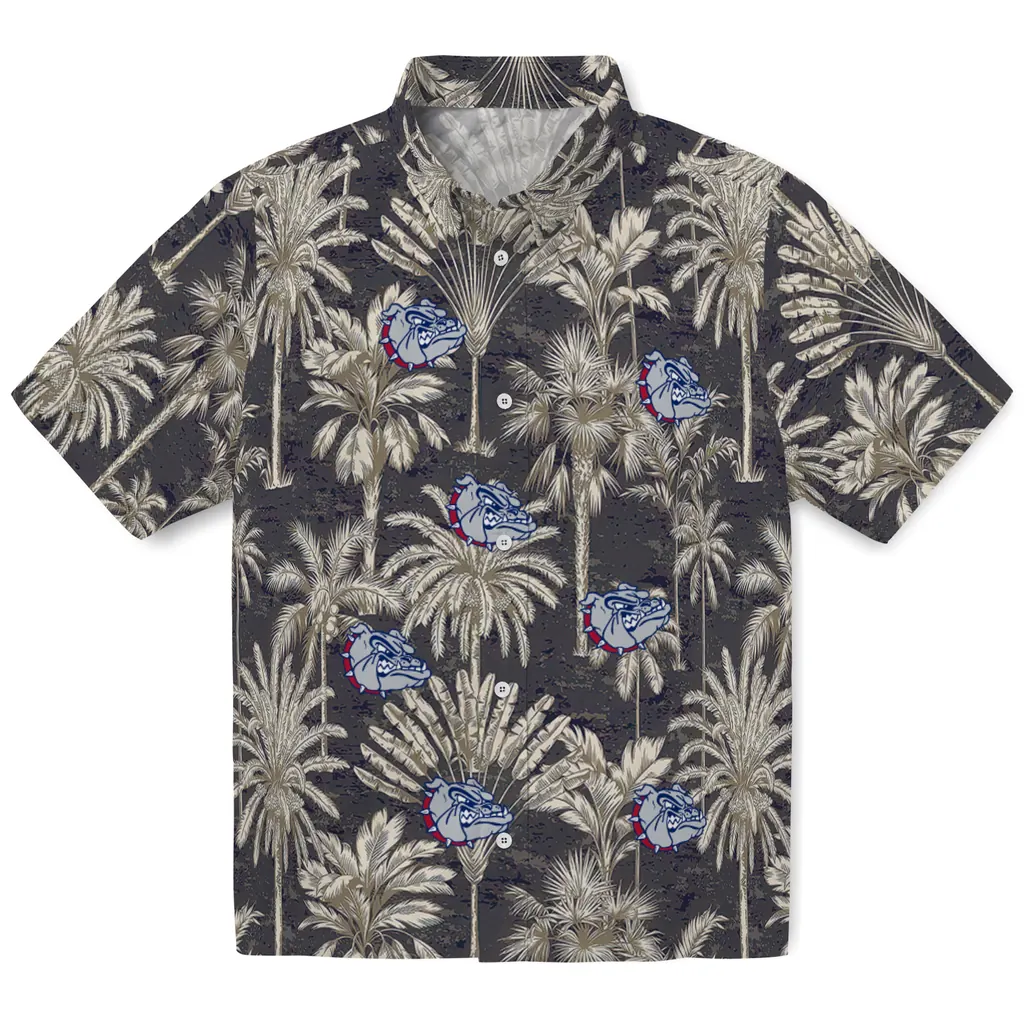 Gonzaga Bulldogs Hawaiian Shirt - Vintage Palm Tree gonzaga bulldogs palm shadows blue hawaiian shirts best selling