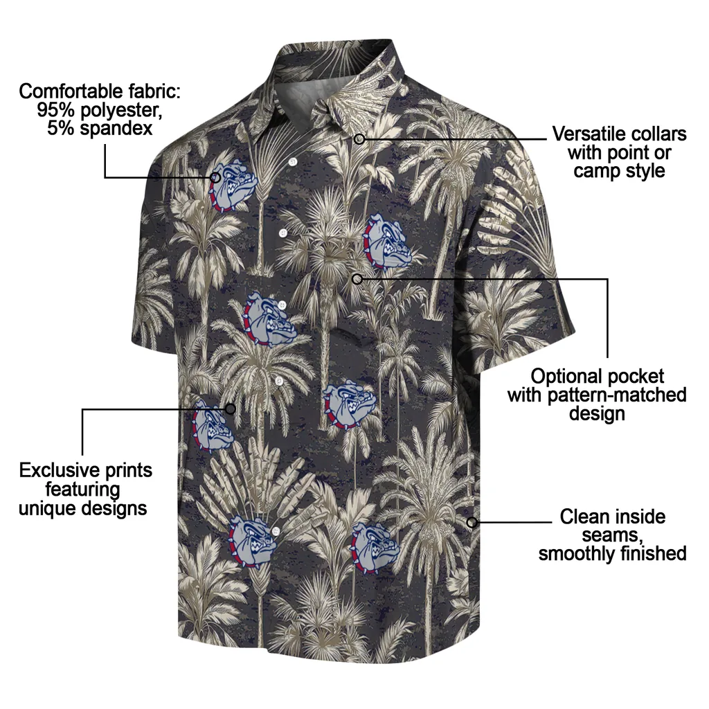 Gonzaga Bulldogs Hawaiian Shirt - Vintage Palm Tree gonzaga bulldogs palm shadows blue hawaiian shirts new arrival