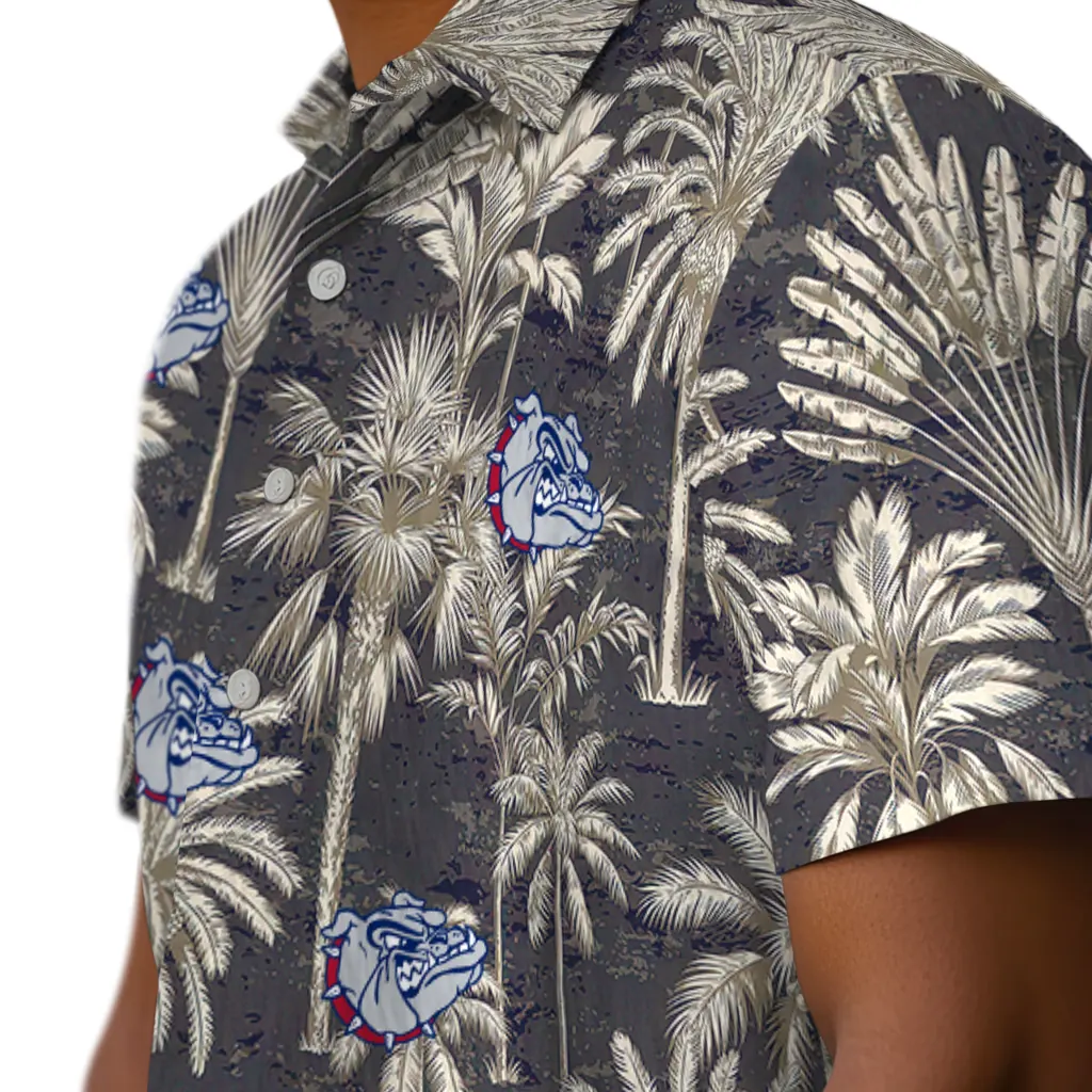 Gonzaga Bulldogs Hawaiian Shirt - Vintage Palm Tree gonzaga bulldogs palm shadows blue hawaiian shirts trendy