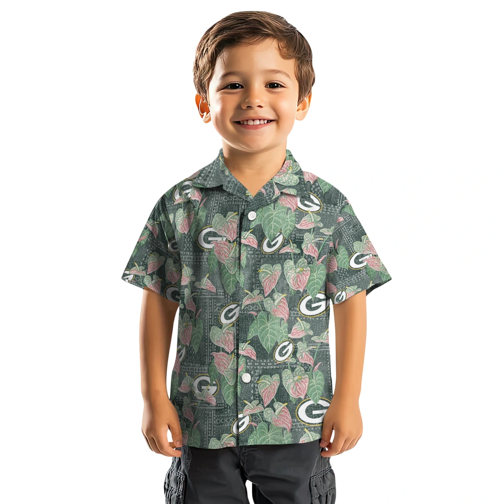 Green Bay Packers Hawaiian Shirt - Anthurium Overlay green bay packers anthurium overlay green hawaiian shirts top rated