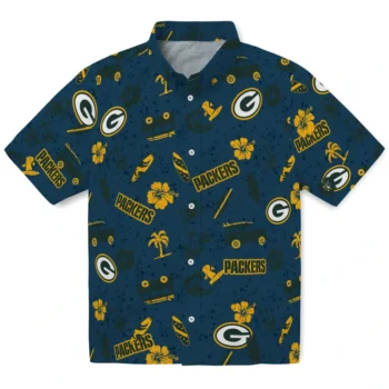 green bay packers beach vibe navy hawaiian shirts best selling