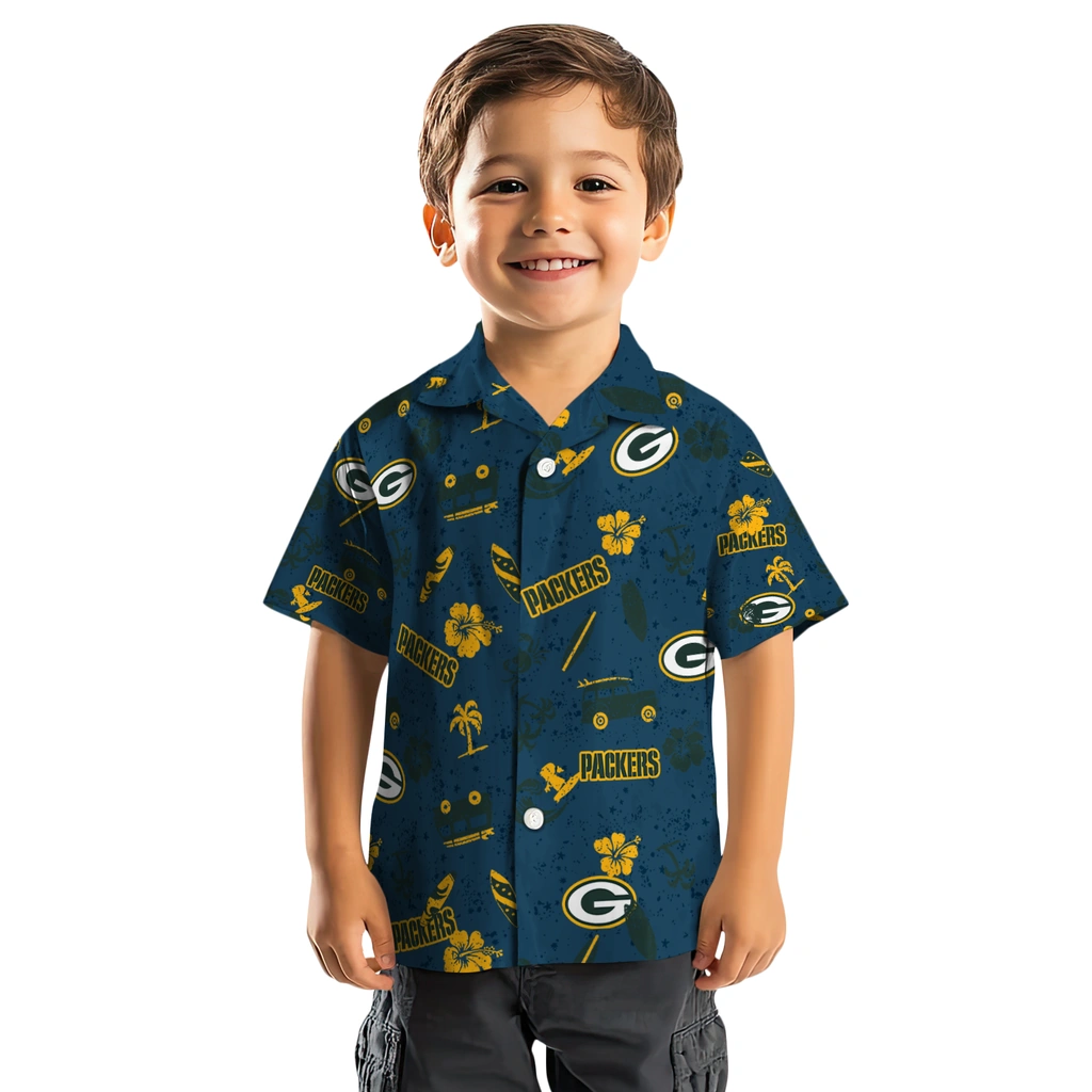 Green Bay Packers Hawaiian Shirt - Beach Vibe green bay packers beach vibe navy hawaiian shirts top rated